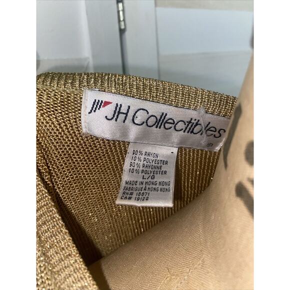 JH Collectables Gold Glitter Knit Short Sleeve Pullover Sweater Blouse Large - Picture 7 of 8